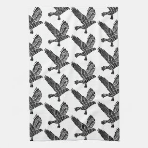 Linge De Cuisine Corbeau noir et blanc Coupe Lino