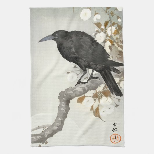 Linge De Cuisine Corbeau Raven Koson Oiseau japonais (Vertical)
