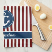 Linge De Cuisine Corde d'Ancres nautiques Marine Rouge Blanc rayure (Quart Plié)