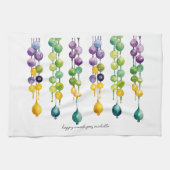 Linge De Cuisine Cordes de perles Mardi Gras en Aquarelle (Horizontal)