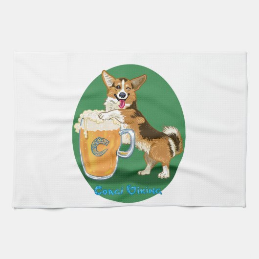 Linge De Cuisine Corgi à la bière (Horizontal)
