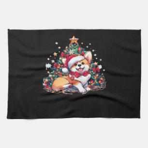 Linge De Cuisine Corgi Arbre de Noël T-Shirt Oversize