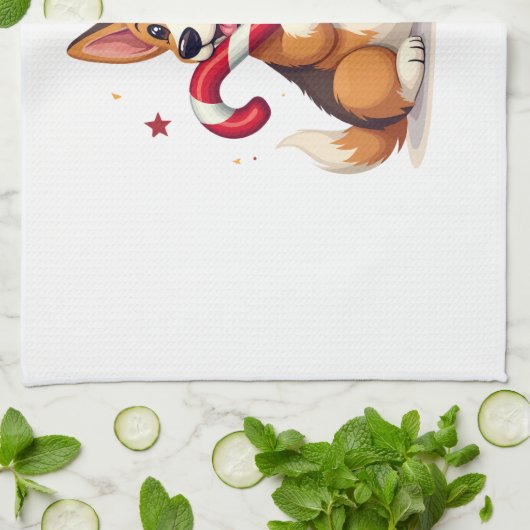 Linge De Cuisine Corgi Candy Cane Joy (Plié)