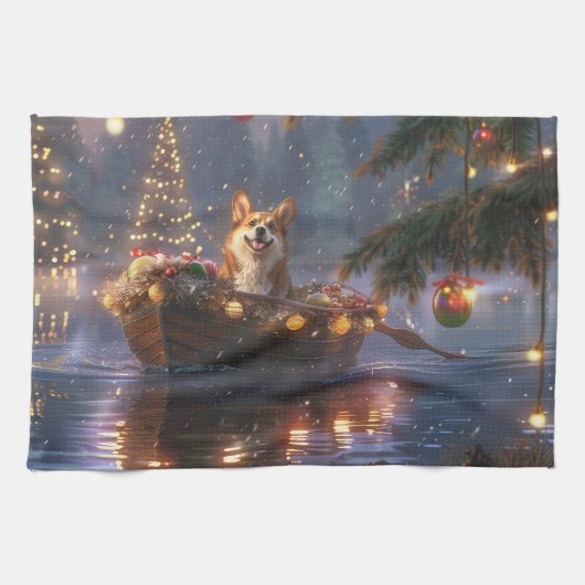 Linge De Cuisine Corgi Christmas Festive Voyage (Horizontal)