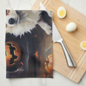 Linge De Cuisine Corgi Citrouille Halloween effroi (Quart Plié)