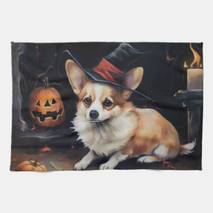 Linge De Cuisine Corgi Citrouilles Halloween Épouvantable