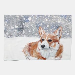 Linge De Cuisine Corgi d'hiver