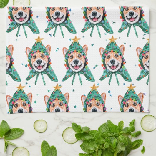 Linge De Cuisine Corgi Dog Breed Christmas (Plié)