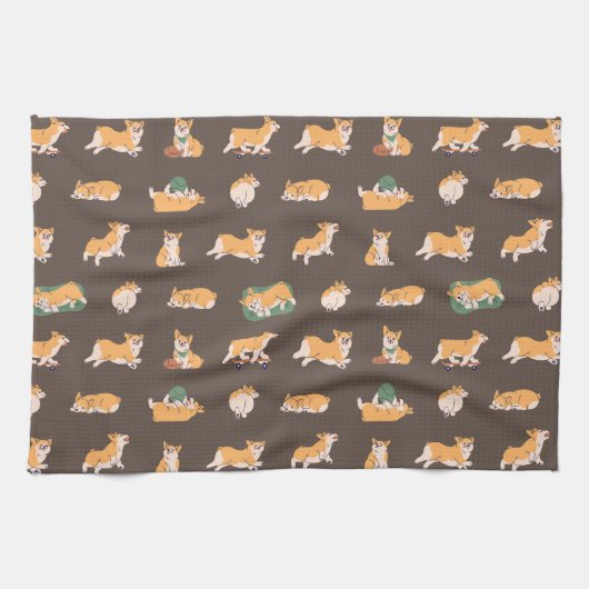 Linge De Cuisine Corgi joyeux (Horizontal)
