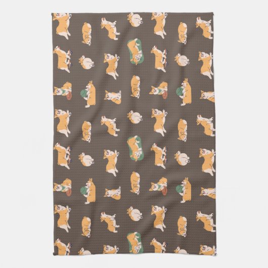 Linge De Cuisine Corgi joyeux (Vertical)