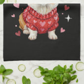 Linge De Cuisine Corgi Mignon Cœur Saint Valentin (Plié)