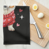 Linge De Cuisine Corgi Mignon Cœur Saint Valentin (Quart Plié)
