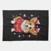 Linge De Cuisine Corgi Mignon Cœur Saint Valentin (Horizontal)