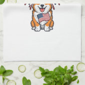 Linge De Cuisine Corgi patriote Feu d'artifice Chien Conception vec (Plié)
