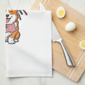 Linge De Cuisine Corgi patriote Feu d'artifice Chien Conception vec (Quart Plié)