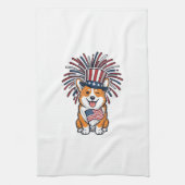 Linge De Cuisine Corgi patriote Feu d'artifice Chien Conception vec (Vertical)