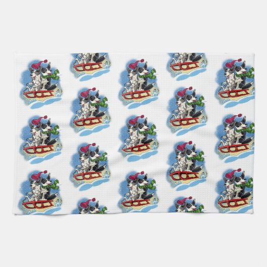 Linge De Cuisine Corgis dans la neige (Horizontal)