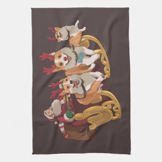 Linge De Cuisine Corgis de Noël (Vertical)