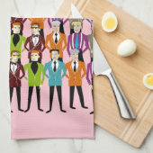 Linge De Cuisine Costumes rétro T-serviette - rose (Quart Plié)