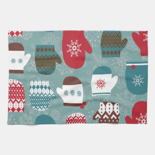 Linge De Cuisine Cosy hiver Noël Mittens bleu