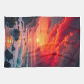 Linge De Cuisine Côte de coucher de soleil enflammé personnalisé – (Horizontal)