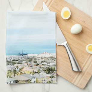 Linge De Cuisine Côte de Galveston, vue sur la plage et la ville