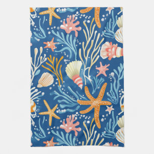 Linge De Cuisine Côtière rustique - Coquillages, Starfish, Reef (26