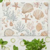 Linge De Cuisine Côtière rustique - Coquillages, Starfish, Reef (32 (Plié)