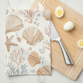 Linge De Cuisine Côtière rustique - Coquillages, Starfish, Reef (32 (Quart Plié)