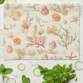 Linge De Cuisine Côtière rustique - Coquillages, Starfish, Reef (5) (Plié)