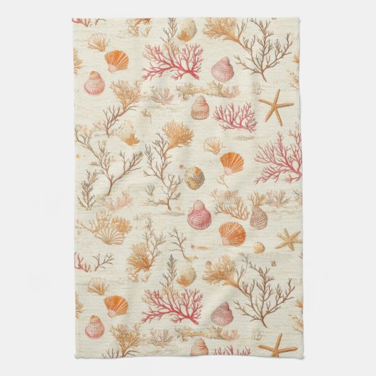 Linge De Cuisine Côtière rustique - Coquillages, Starfish, Reef (5) (Vertical)