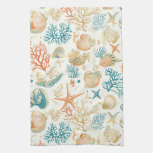 Linge De Cuisine Côtière rustique - Coquillages, Starfish, Reef (9)