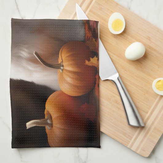 Linge De Cuisine Coton De Tulear Chiot Automne Citrouille délice (Quart Plié)