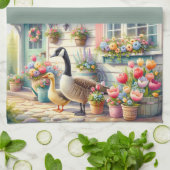Linge De Cuisine Cottage Garden Geese Spring Illustration (Plié)