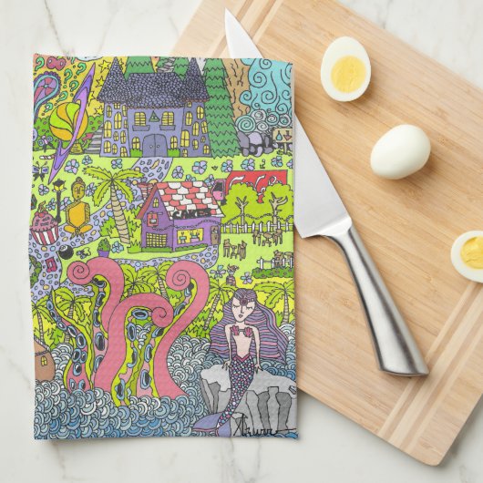 LINGE DE CUISINE COUCHER DE SOLEIL PSYCHÉDÉLIQUE (Quart Plié)