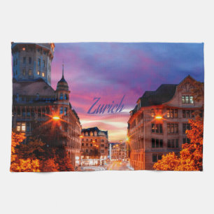 Linge De Cuisine Coucher de soleil suisse de Zurich