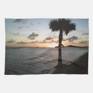 Linge De Cuisine Coucher de soleil sur la plage