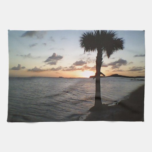 Linge De Cuisine Coucher de soleil sur la plage (Horizontal)
