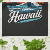 Linge De Cuisine Coucher de soleil surf Honolulu Hawaï (Plié)