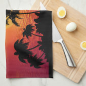 Linge De Cuisine Coucher de soleil tropical (Quart Plié)