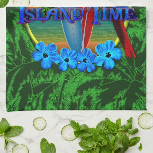 Linge De Cuisine Coucher du soleil de temps d'île (Plié)