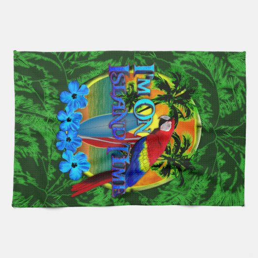 Linge De Cuisine Coucher du soleil de temps d'île (Horizontal)