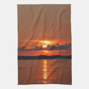 Linge De Cuisine Coucher du soleil de Vermilion de lac