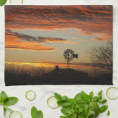 Linge De Cuisine Coucher du soleil occidental de moulin à vent (Plié)