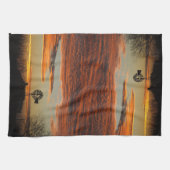 Linge De Cuisine Coucher du soleil occidental de moulin à vent (Horizontal)