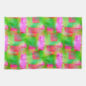 Linge De Cuisine Couleur abstraite peinte en jaune, rose (Horizontal)