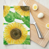 Linge De Cuisine Couleur d'eau des fleurs de soleil (Quart Plié)