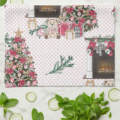 LINGE DE CUISINE COULEUR D'EAU NOËL ARBRES PRÉSENTE NOUNOURS (Plié)