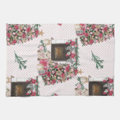 LINGE DE CUISINE COULEUR D'EAU NOËL ARBRES PRÉSENTE NOUNOURS (Horizontal)