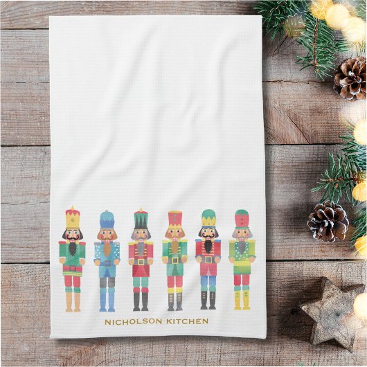 LINGE DE CUISINE COULEUR D'EAU NOËL NUTCRACKERS